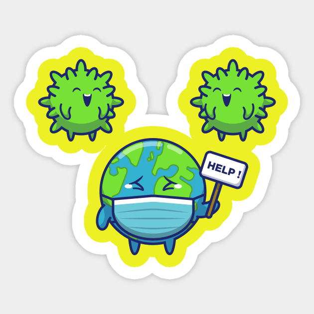 World Scare Corona Virus Cartoon (2) Sticker by Catalyst Labs